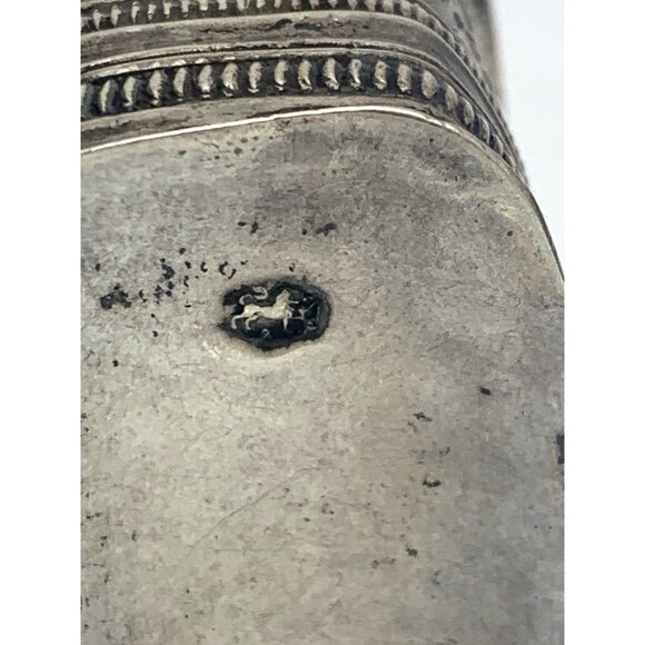 Dutch Box Antique Silver Pillbox Snuff Decorative Lion Hallmark Design 1.5'' - Picture 6 of 13